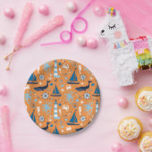 Assiettes En Carton Orange nautique d'océan (Fête)