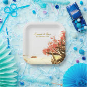 Assiettes En Carton Orange Oleander Flowers Beach Mariage (Fête)