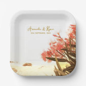 Assiettes En Carton Orange Oleander Flowers Beach Mariage (Recto)