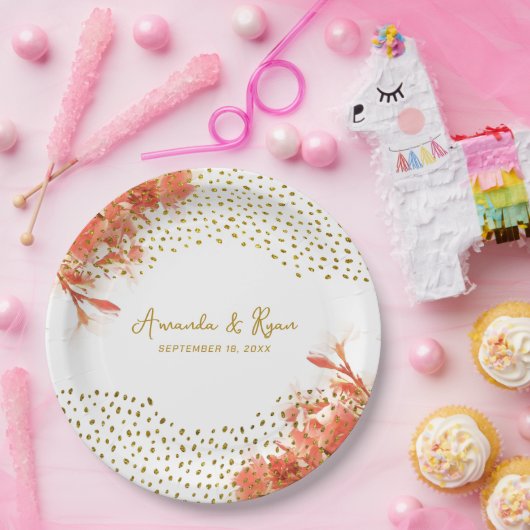 Assiettes En Carton Orange Oleander Flowers or Parties scintillant Mar (Fête)