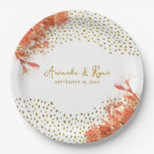 Assiettes En Carton Orange Oleander Flowers or Parties scintillant Mar (Devant)