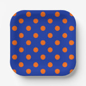 Assiettes En Carton Orange On Blue Polka Dots Pattern Design  (Recto)