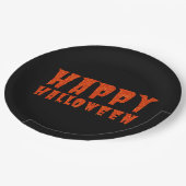 Assiettes En Carton Orange Parties scintillant Happy Halloween Plaque  (Angle)