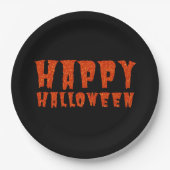 Assiettes En Carton Orange Parties scintillant Happy Halloween Plaque  (Devant)