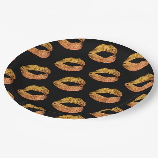 Assiettes En Carton Orange Parties scintillant Lips Halloween fête (Angle)