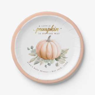 Assiettes En Carton Orange Pumpkin Fall Baby Shower Paper Plates
