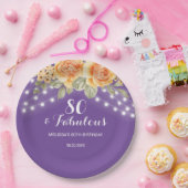 Assiettes En Carton Orange Rose Lights Violet Anniversaire (Fête)