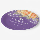 Assiettes En Carton Orange Rose Lights Violet Anniversaire (Angle)