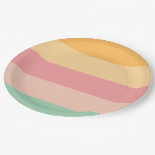 Assiettes En Carton Orange Rose Vert Grandes (Angle)