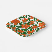 Assiettes En Carton Orange Rouge Floral Vert Botanique Motif (Angulaire)