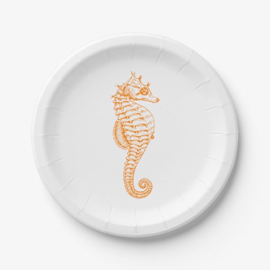 Assiettes En Carton Orange Seahorse (Devant)