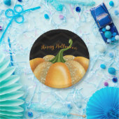 Assiettes En Carton Orange Sparkle Citrouille Halloween fête d'anniver (Fête)