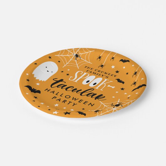 Assiettes En Carton Orange Spooktacular Halloween Party (Angle)