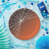 Assiettes En Carton Orange Sunset Sparkling Diamond Spider Web (Fête)