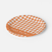 Assiettes En Carton Orange White En vichy Motif Personnalisé (Angle)