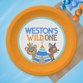 Assiettes En Carton Orange Wild One Woodland Plaques de fête d'anniver