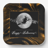Assiettes En Carton Orange Witch Silhouette Halloween (Recto)