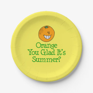 Assiettes En Carton Orange You Glad C'est Summer Pun Jaune