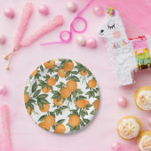 Assiettes En Carton Oranges botaniques d'agrumes doux d'été Verdure (Fête)