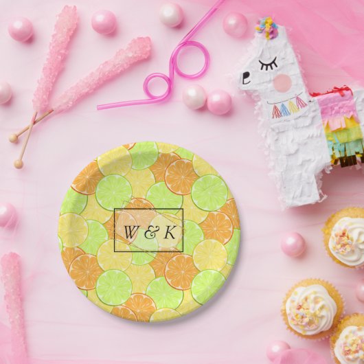 Assiettes En Carton oranges citrons citron vert agrumes (Fête)