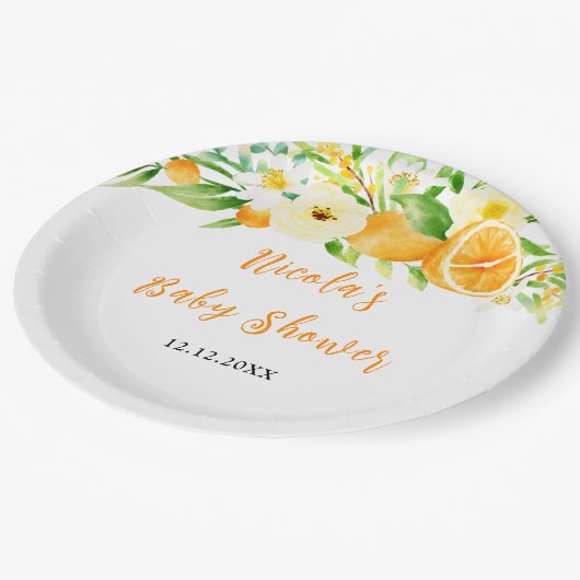 Assiettes En Carton Oranges Citrus Baby Shower (Angle)