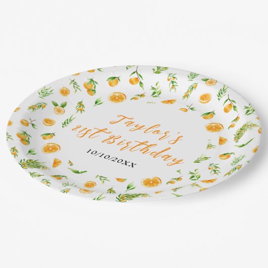 Assiettes En Carton Oranges Citrus Birthday Party (Angle)