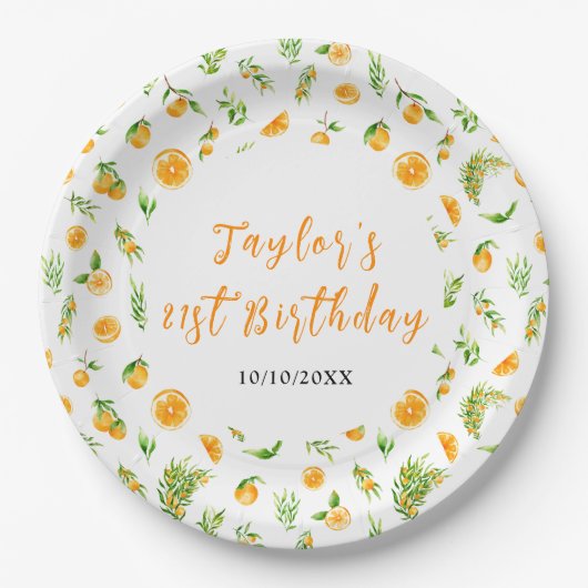 Assiettes En Carton Oranges Citrus Birthday Party (Devant)
