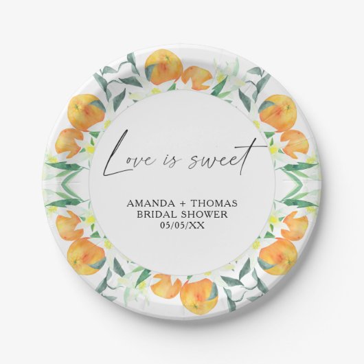 Assiettes En Carton Oranges Citrus - Douche nuptiale (Devant)