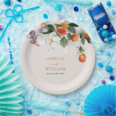 Assiettes En Carton oranges d'agrumes modernes et mariage de verdure (Fête)