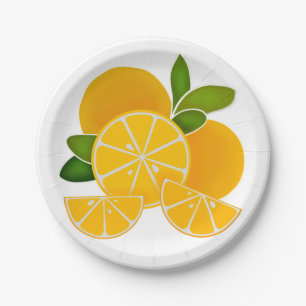 Assiettes En Carton Oranges, tranches d'orange, agrumes