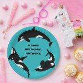 Assiettes En Carton Orcas Killer Whales Turquoise Blue Anniversaire (Fête)