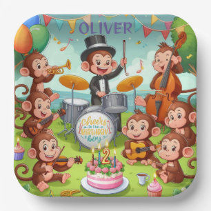 Assiettes En Carton Orchestre de singes mignons garçon de 2 ans pour a
