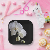 Assiettes En Carton Orchidée blanche en noir (Fête)