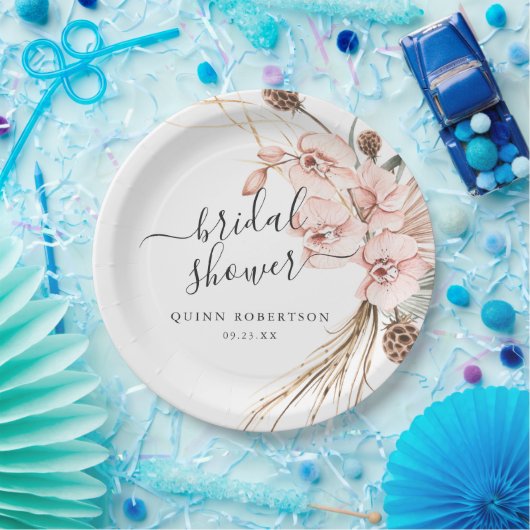 Assiettes En Carton Orchidée d'hiver chaud | Réception de mariage flor (Fête)