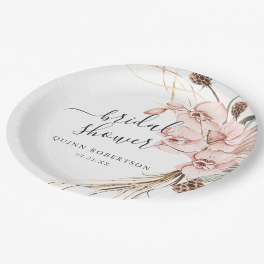 Assiettes En Carton Orchidée d'hiver chaud | Réception de mariage flor (Angle)