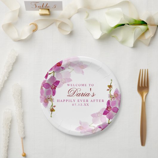 Assiettes En Carton Orchidée tropicale (Mariage)