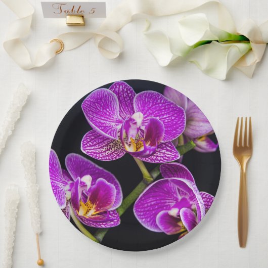 Assiettes En Carton Orchidée violette (Mariage)