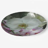 Assiettes En Carton Orchidées blanches et violettes (Angle)