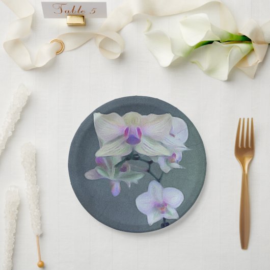 Assiettes En Carton Orchidées dans les nuances de pourpre (Mariage)