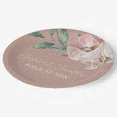 Assiettes En Carton Orchidées d'aquarelle romantique sur Dusty Blush (Angle)