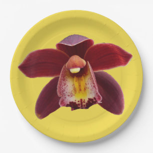 Assiettes En Carton Orchidées de Maroon I Beau Floral Rouge