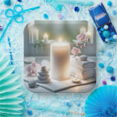 Assiettes En Carton Orchidées de Spa et Bougies Brillantes (Fête)