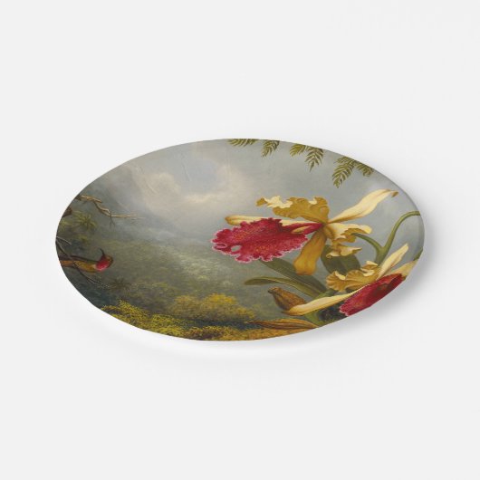 Assiettes En Carton Orchidées et colibri Heade (Angle)