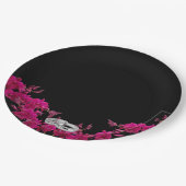 Assiettes En Carton Orchidées Fuchsia sur des plaques-anneaux Mariages (Angle)