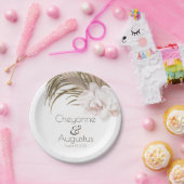 Assiettes En Carton Orchidées romantiques et Pampas Mariage en herbe (Fête)