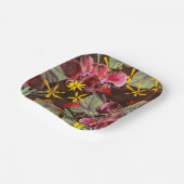 Assiettes En Carton Orchidées rouges. (Angulaire)
