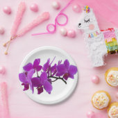 Assiettes En Carton Orchidées violettes sur plaque de papier (Fête)
