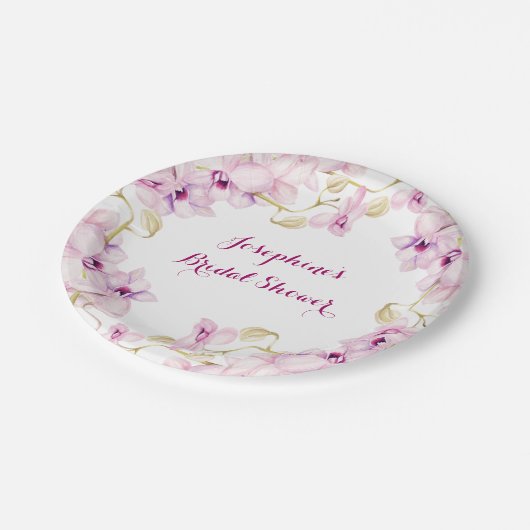 Assiettes En Carton Orchidées violettes tropicales Fête des mariées fl (Angle)
