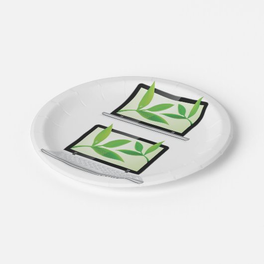 Assiettes En Carton Ordinateurs Portables Avec Plaques Feuilles (Angle)