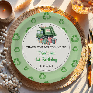 Assiettes En Carton Ordures Camion 1ère fête d'anniversaire